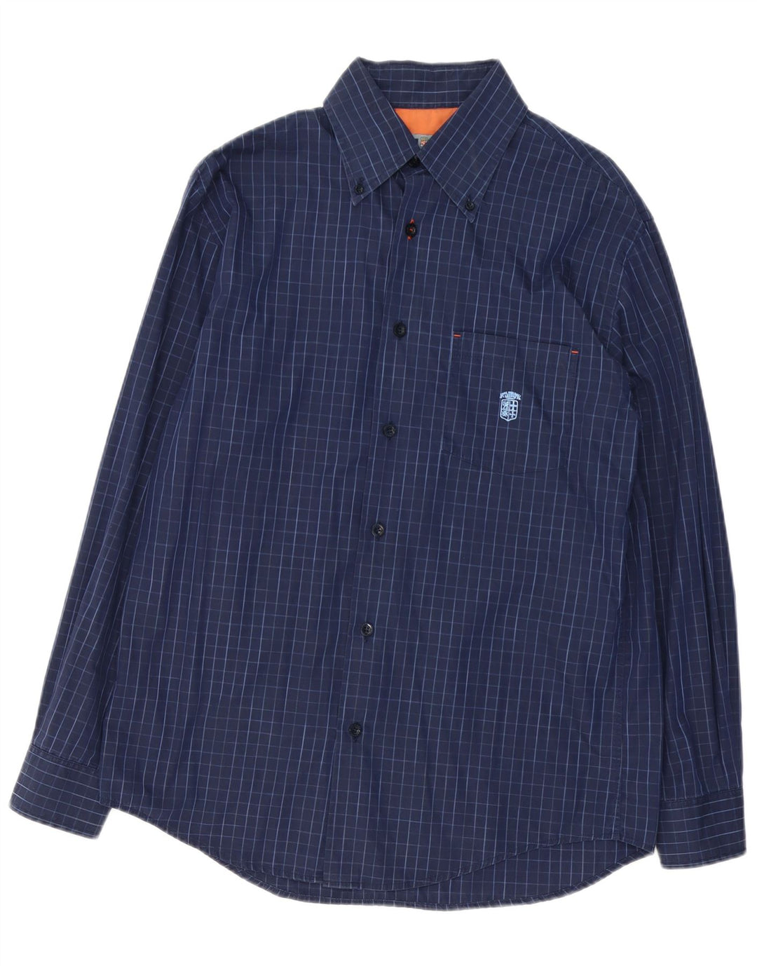 ARMATA DI MARE Mens Shirt IT 50 Medium Navy Blue Check Cotton