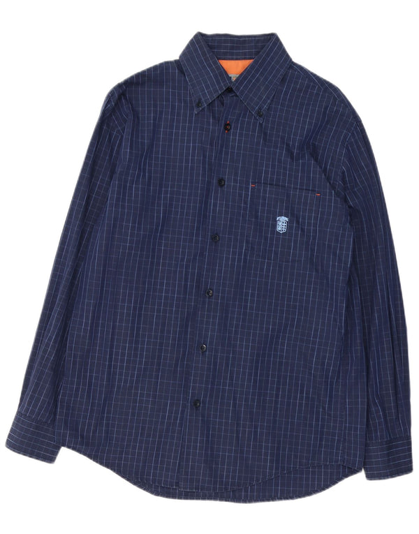ARMATA DI MARE Mens Shirt IT 50 Medium Navy Blue Check Cotton