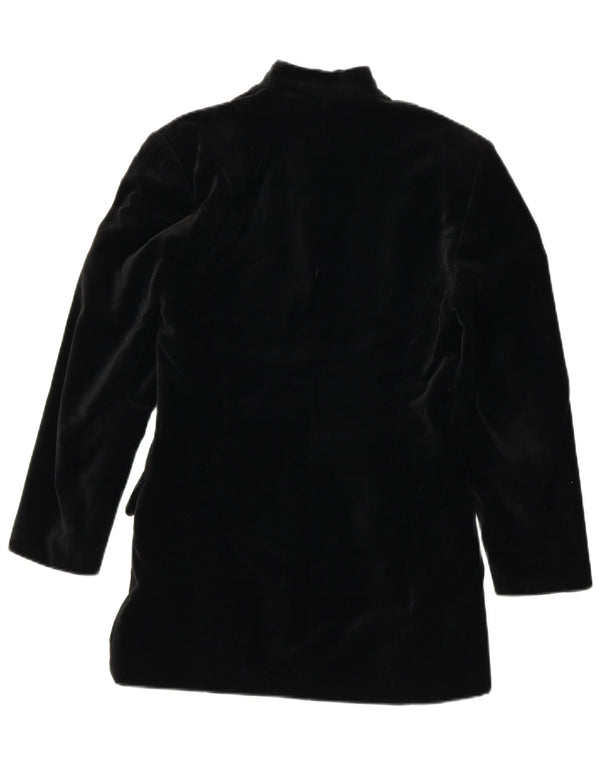 Vintage Womens Velvet 4 Button Blazer Jacket UK 12 Medium Black Cotton