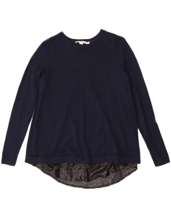 Boden Womens Boat Neck Jumper Sweater UK 10 Small Navy Blue Colourblock