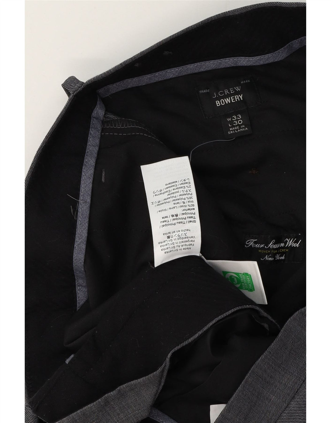 J. CREW Mens BOWERY Slim Chino Trousers W33 L30 Grey Pinstripe Wool