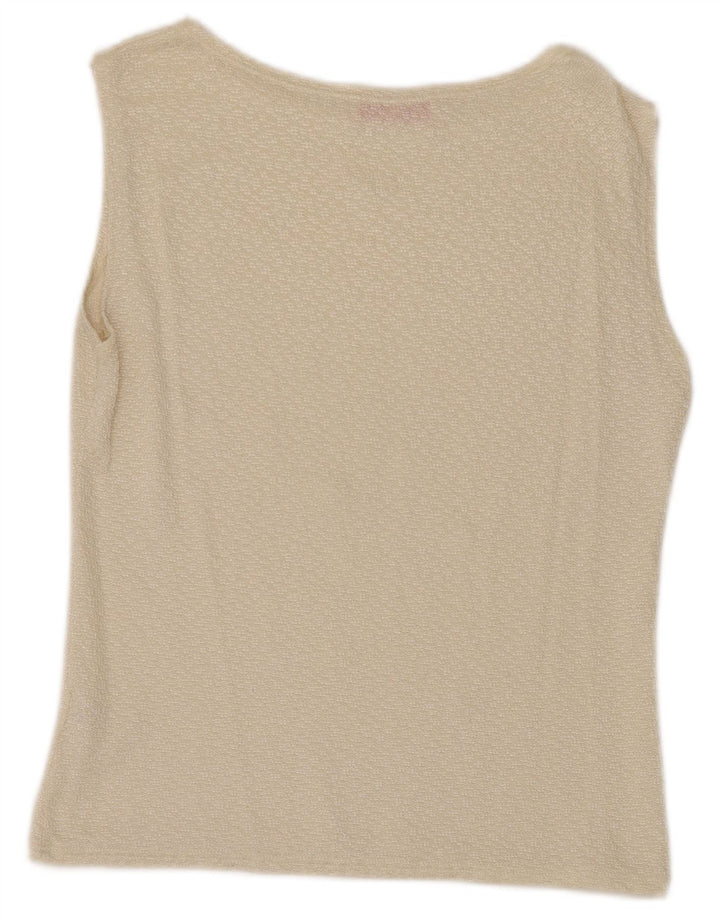 EMANUEL UNGARO Womens Sleeveless Blouse Top UK 12 Medium Off White