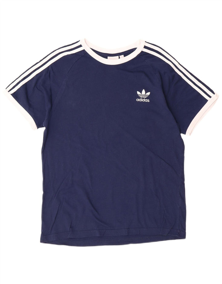 ADIDAS Mens T-Shirt Top Large Navy Blue Cotton