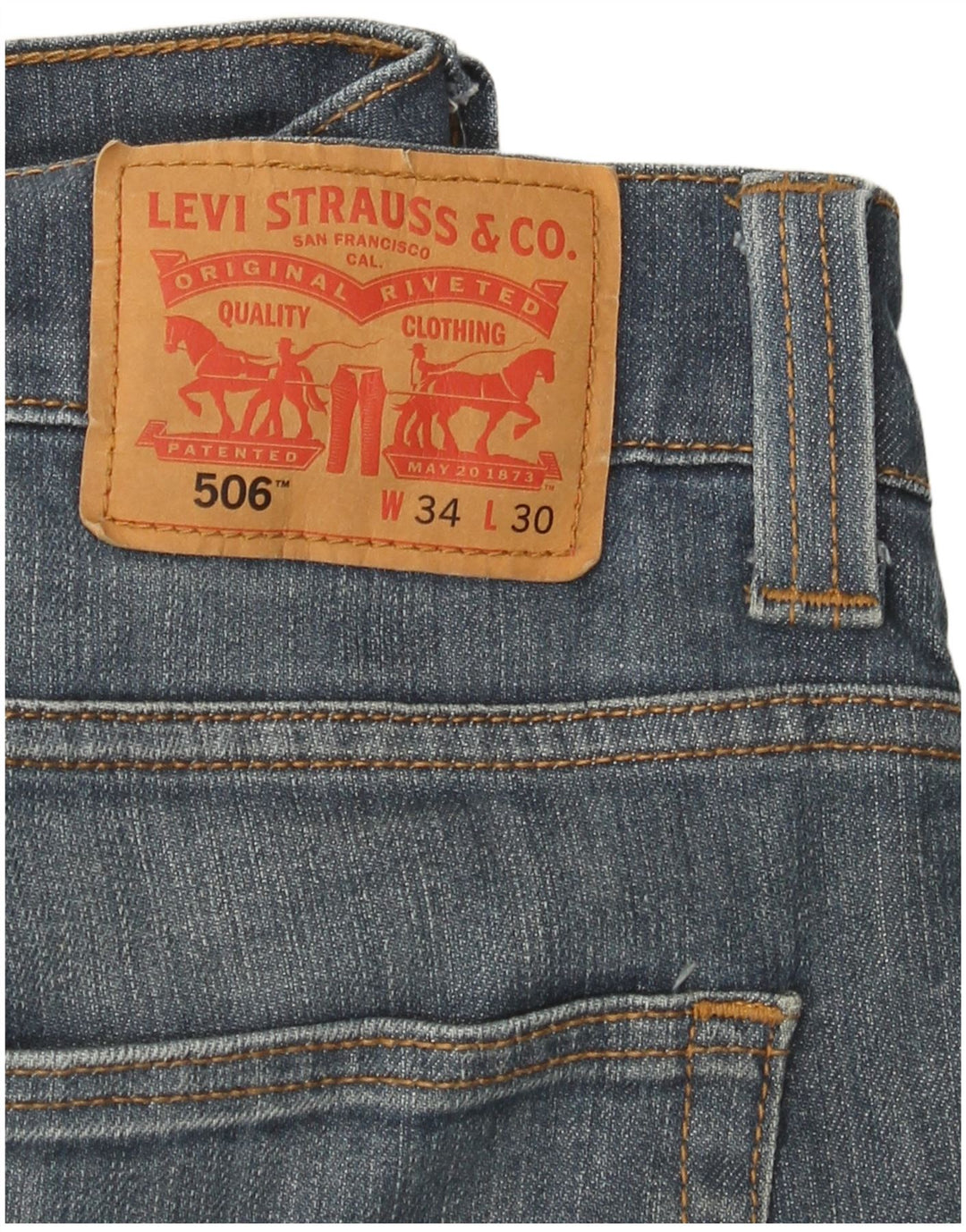 Levi's Mens 506 Straight Jeans W34 L30 Blue Cotton