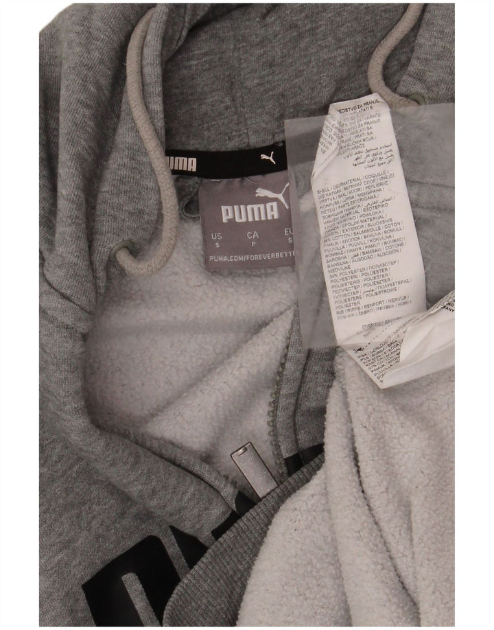 PUMA Mens Graphic Zip Hoodie Sweater Small Grey Cotton Sports