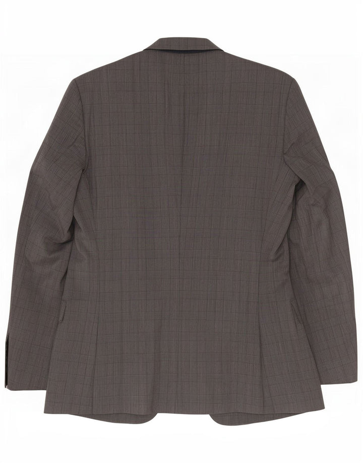 Hugo Boss Mens 2 Button Blazer Jacket EU 48 Medium Grey Check Virgin Wool