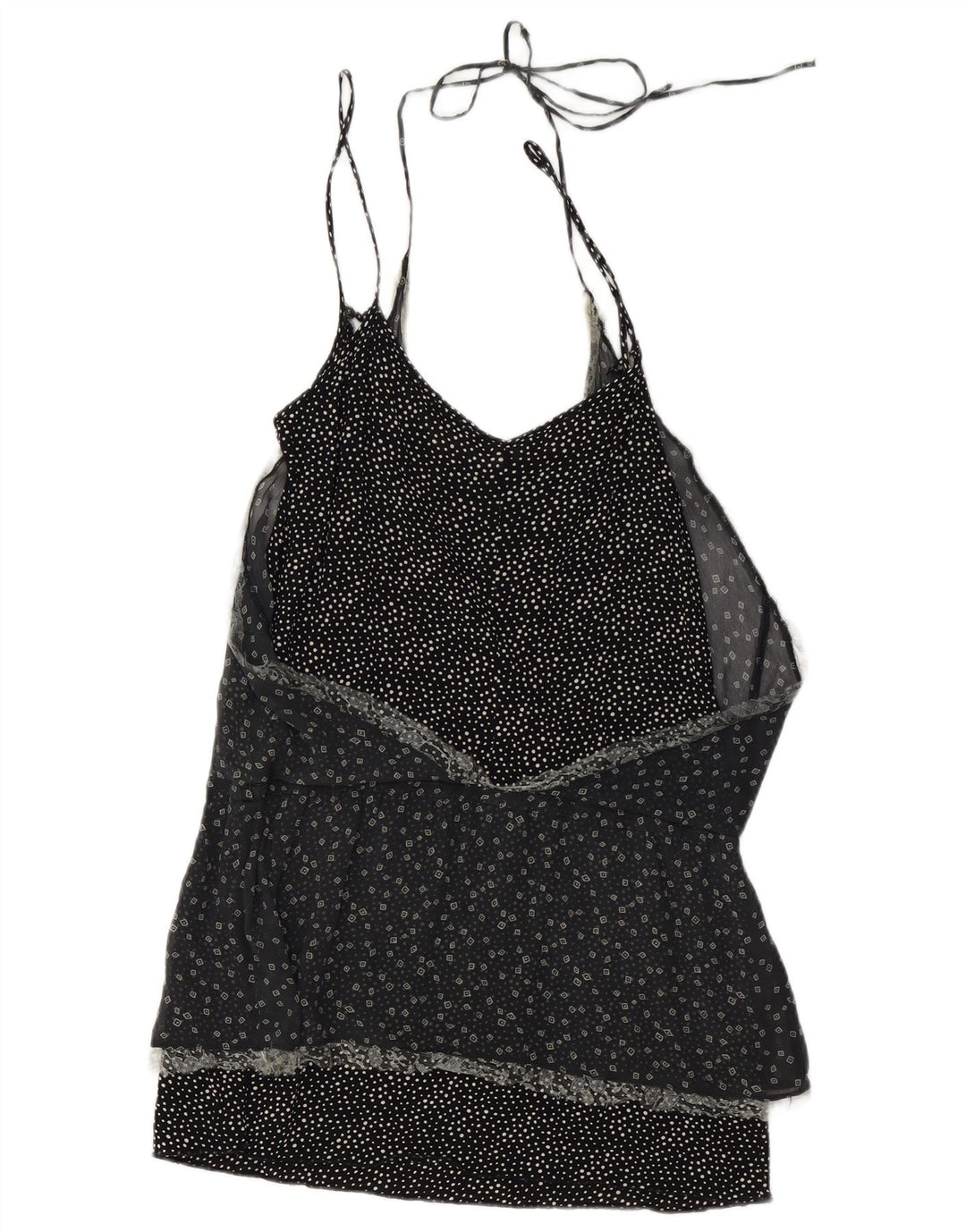 BENETTON Womens Sleeveless Blouse Top UK 10 Small Black Spotted