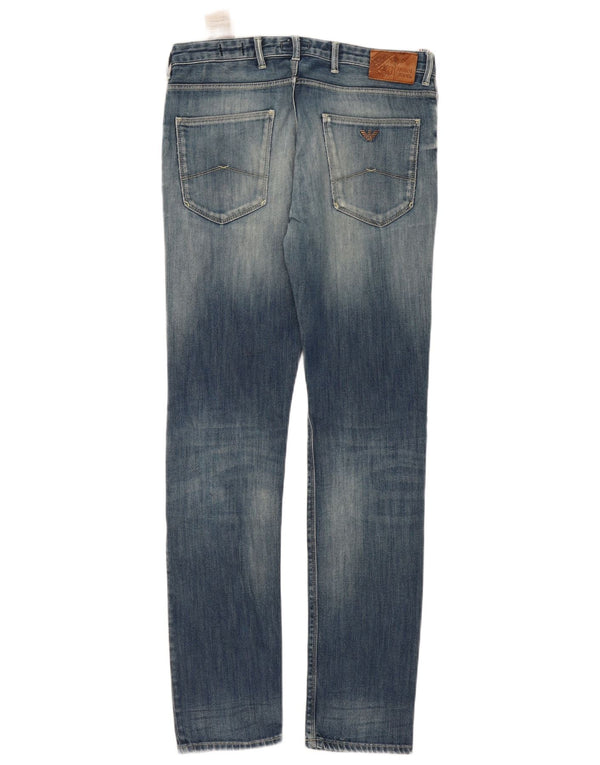 Armani Womens Fitted Distressed Slim Jeans  W32 L32 Blue Cotton