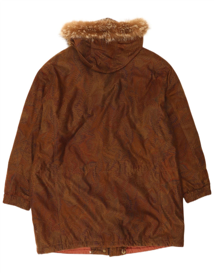 Vintage Womens Hooded Oversized Windbreaker Coat EU 42 Large Brown