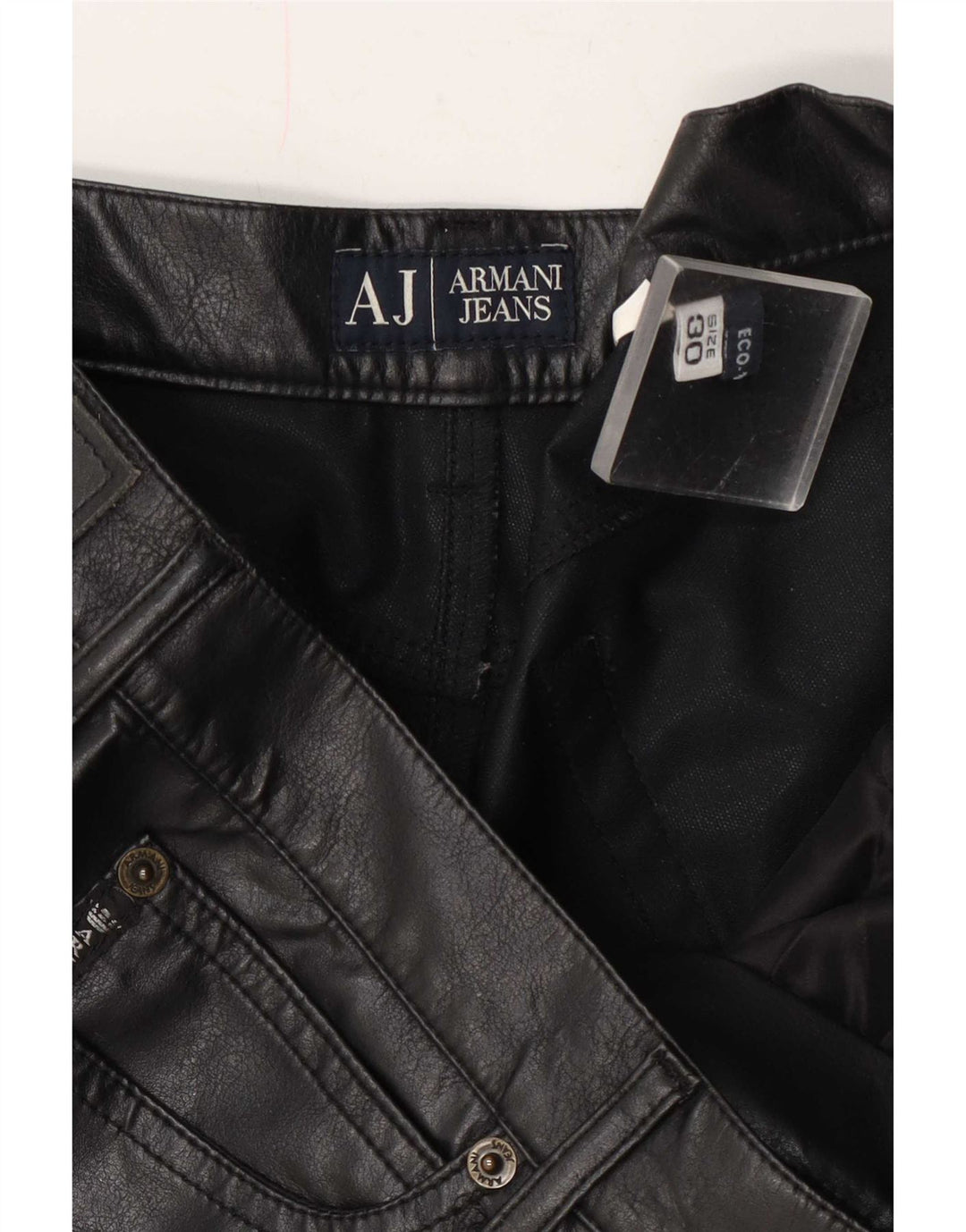 Armani Womens Leather Trousers W30 L35 Black