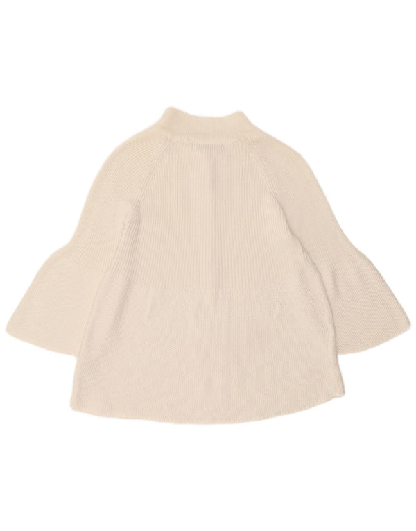 Zara Womens 3/4 Sleeve Cardigan Sweater UK 14 Large White Cotton