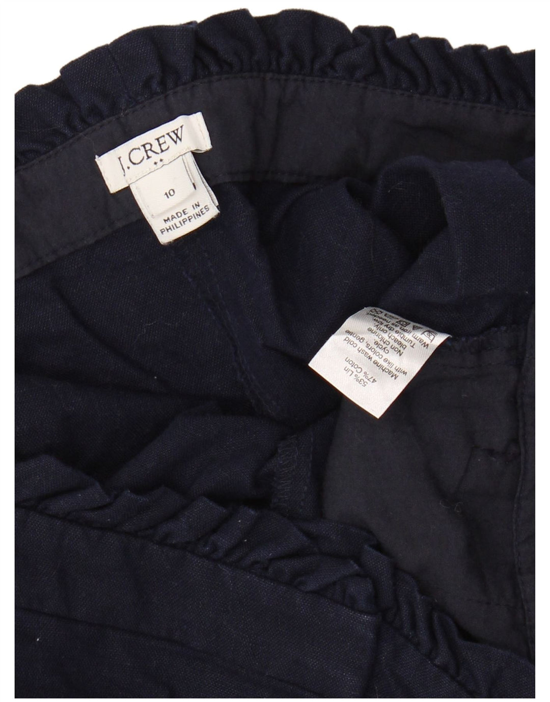 J. CREW Womens High Waist Chino Shorts US 10 Large W30  Navy Blue Linen