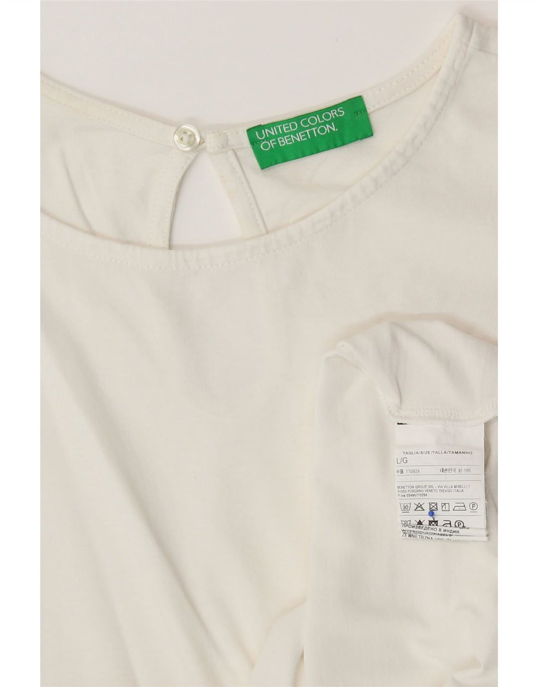BENETTON Womens Blouse Top UK 16 Large White Cotton