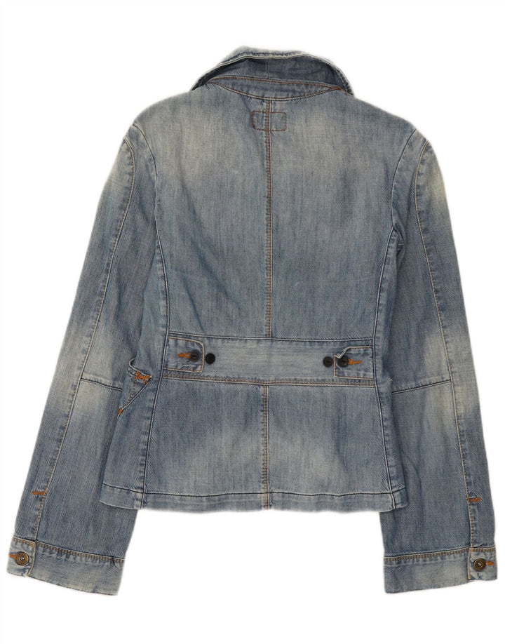 Lee Womens 3 Button Denim Blazer Jacket UK 10 Small Blue Cotton