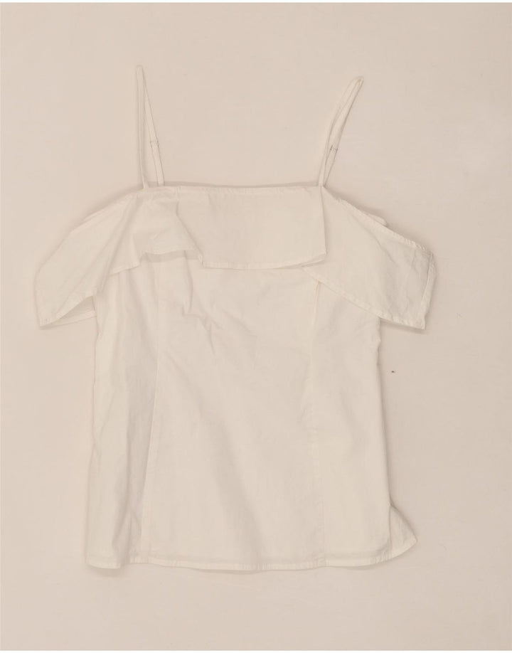 MICHAEL KORS Womens Off Shoulder Crop Top US 8 Medium White Cotton Vintage Michael Kors and Second-Hand Michael Kors from Messina Hembry 