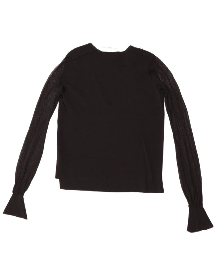 Zara Womens Top Long Sleeve UK 10 Small Black Viscose
