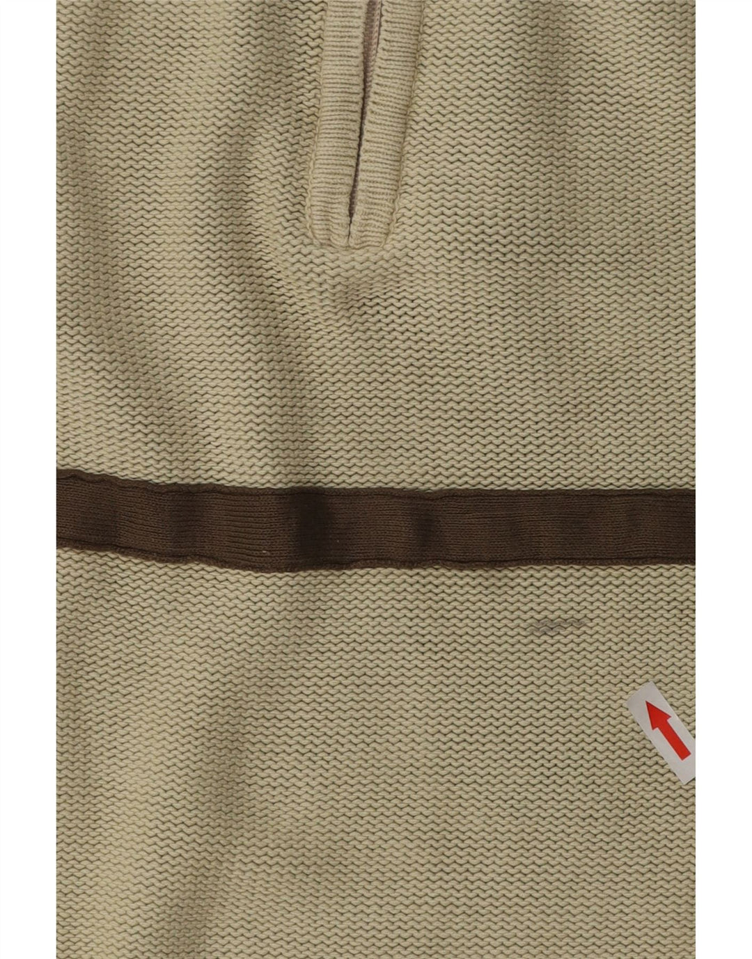 Weird Fish Mens Zip Neck Jumper Sweater Medium Beige Striped Cotton