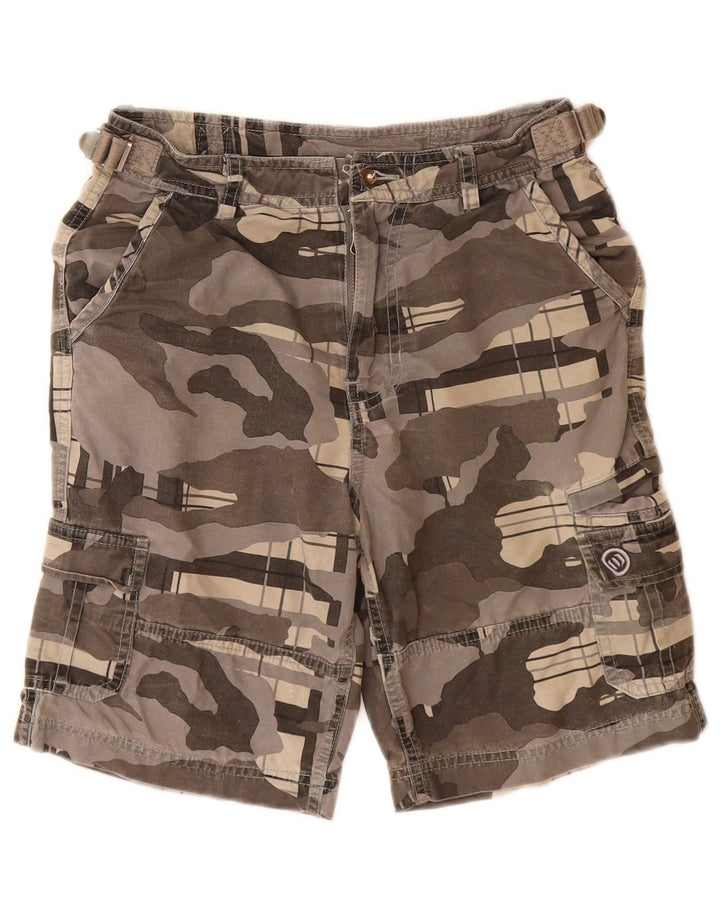 ANIMAL Boys Cargo Shorts 7-8 Years W24  Grey Camouflage Cotton