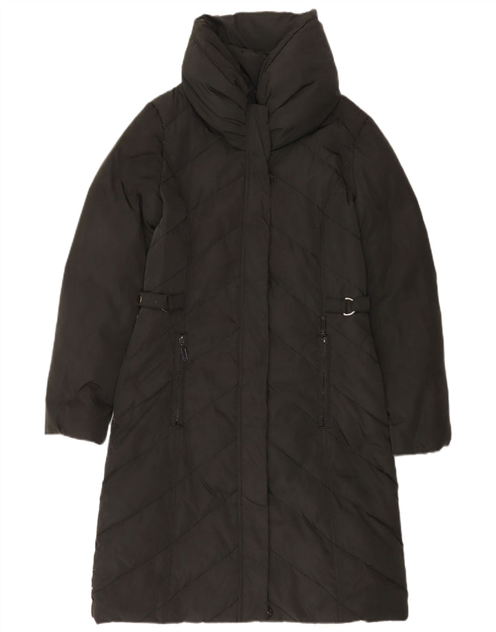 Monsoon Womens Longline Padded Coat UK 10 Small Black Polyester