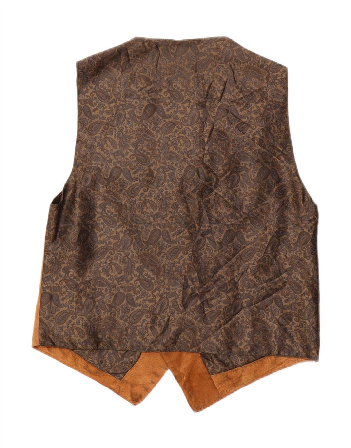 Vintage Mens Suede Waistcoat Small Brown Leather