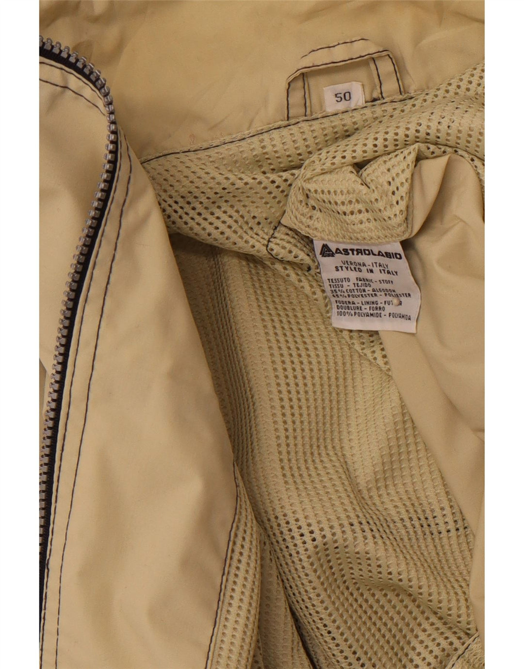 ASTROLABIO Mens Hooded Rain Jacket IT 50 Large Green Colourblock Cotton