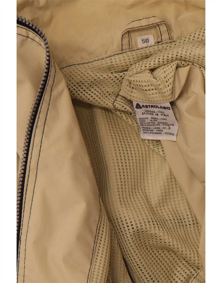 ASTROLABIO Mens Hooded Rain Jacket IT 50 Large Green Colourblock Cotton