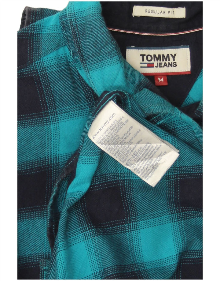 TOMMY HILFIGER Mens Regular Fit Flannel Shirt Medium Blue Check Cotton