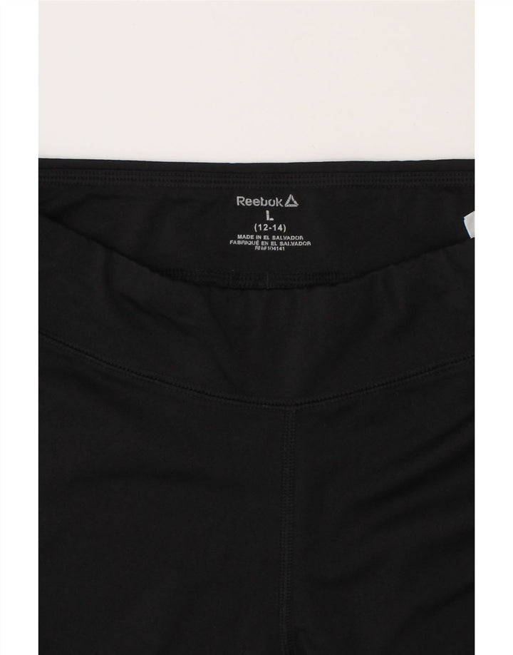 REEBOK Girls Capri Leggings 12-13 Years Large  Black Polyester Vintage Reebok and Second-Hand Reebok from Messina Hembry 