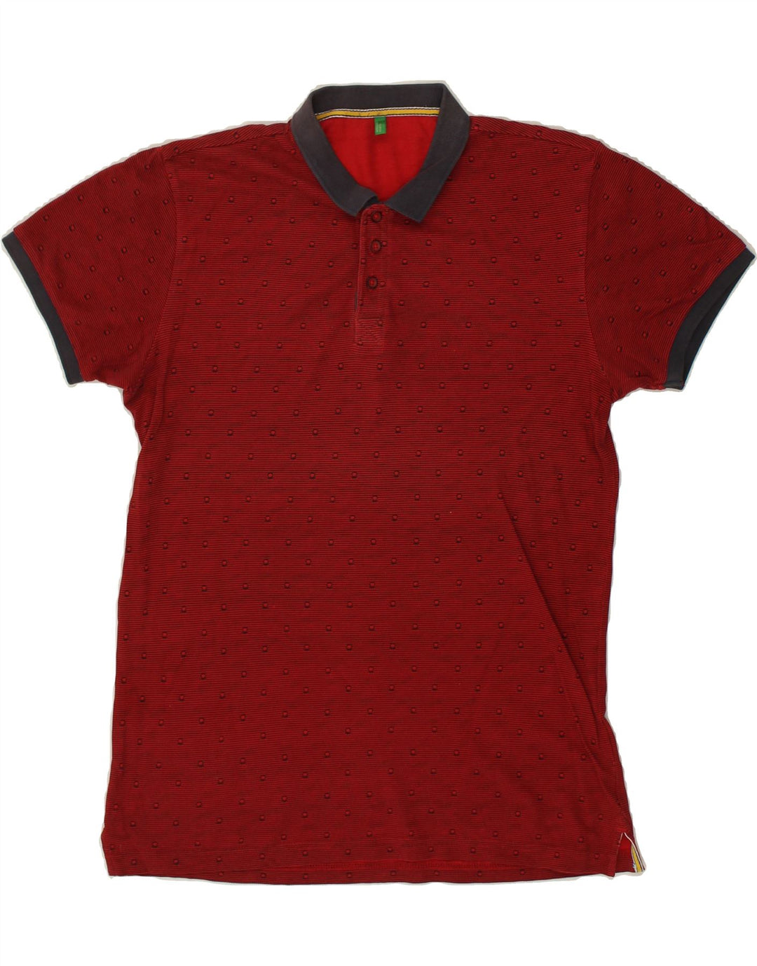 BENETTON Mens Polo Shirt Medium Red Spotted | Vintage Benetton | Thrift | Second-Hand Benetton | Used Clothing | Messina Hembry 