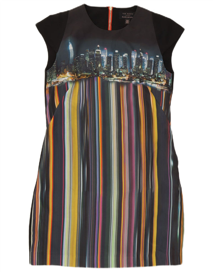 TED BAKER Womens Sleeveless Sheath Dress Size 1 XS Black Striped Polyester