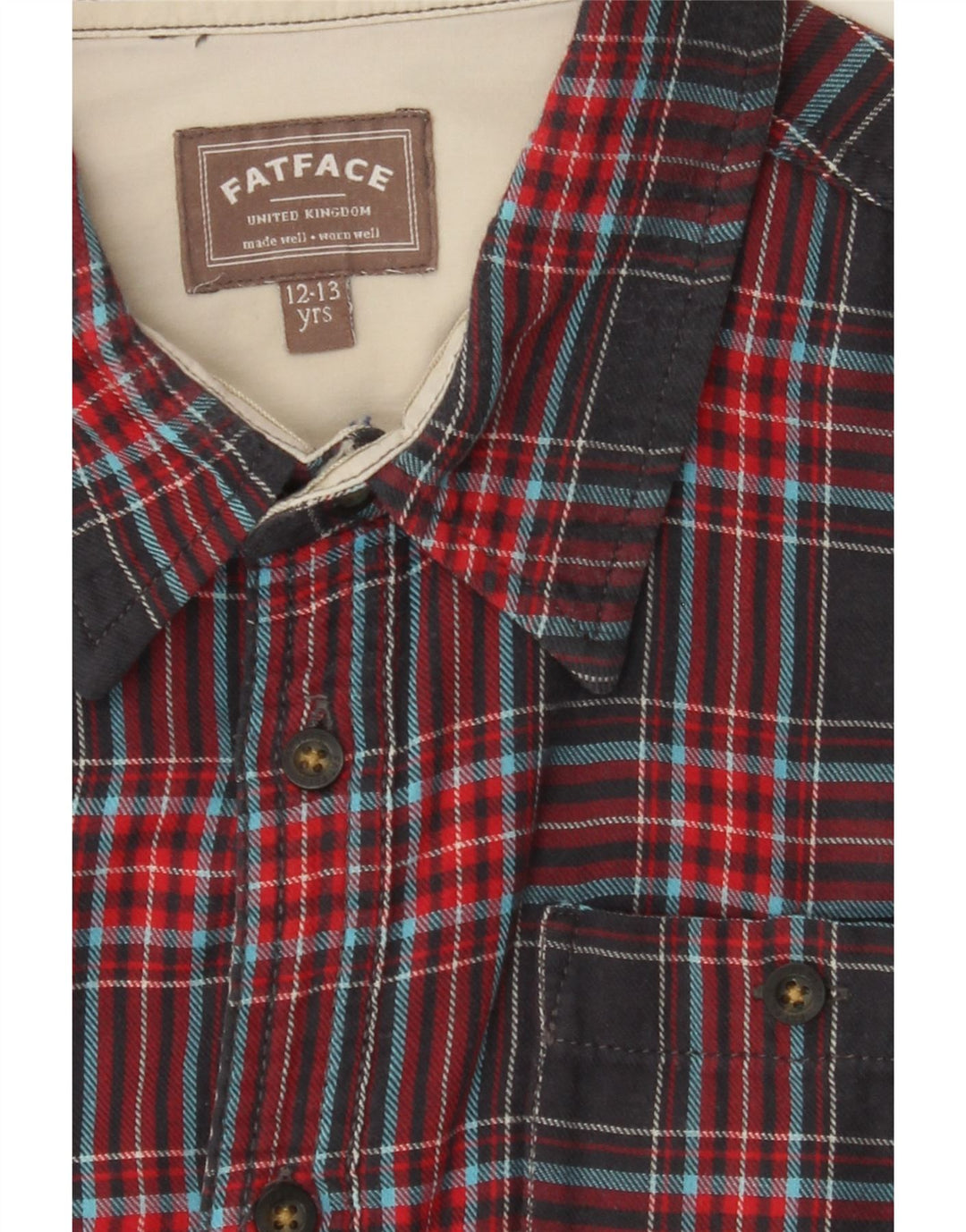 FAT FACE Boys Flannel Shirt 12-13 Years Red Plaid