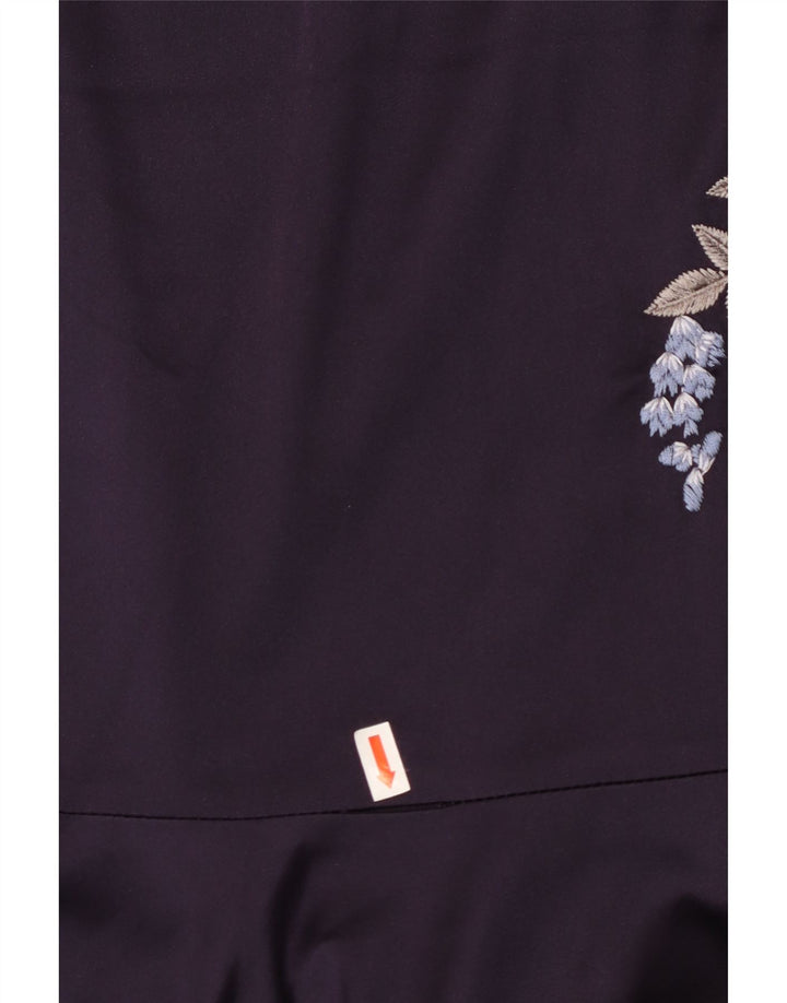 KAREN MILLEN Womens Strapless Dress UK 10 Small  Purple Floral Silk