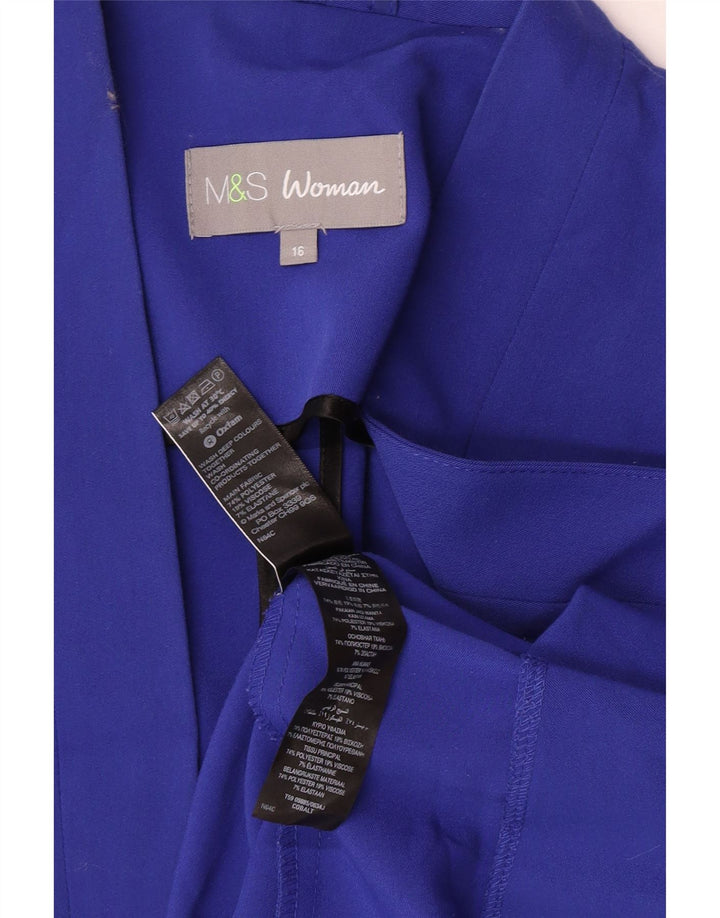 Marks & Spencer Womens Open Blazer Jacket UK 16 Large  Blue Polyester