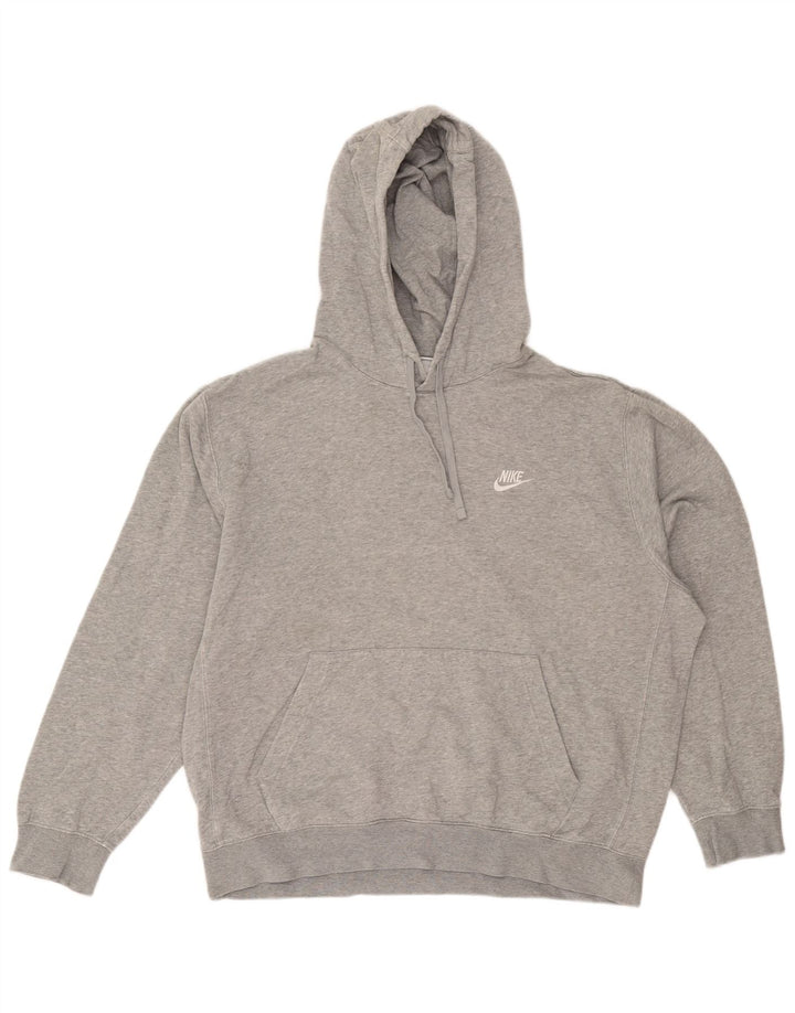 Nike Mens Hoodie Jumper Large Grey Cotton