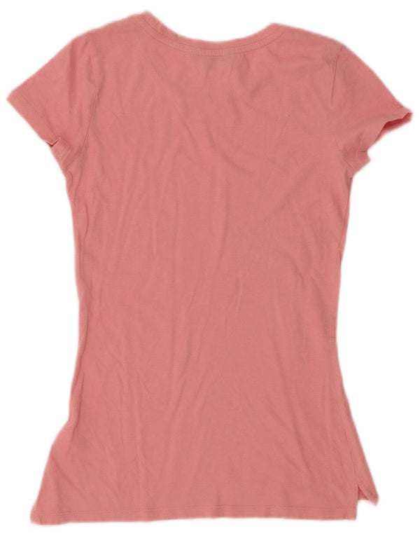 Tommy Hilfiger Womens T-Shirt Top UK 6 XS Pink Cotton