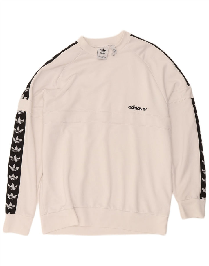 Adidas Mens Graphic Sweatshirt Jumper Large White Colourblock Polyester