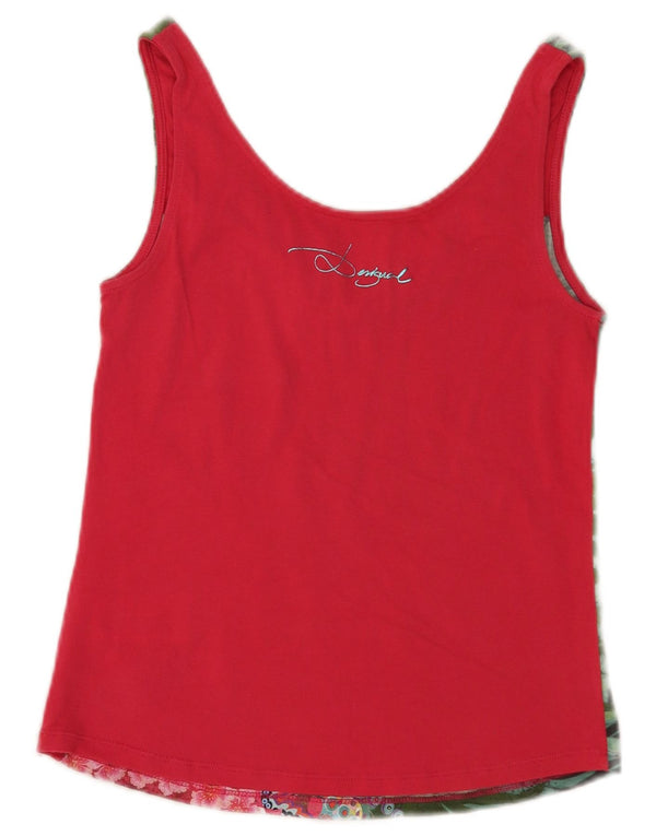 Desigual Womens Vest Top UK 14 Medium Multicoloured Floral Cotton Festival