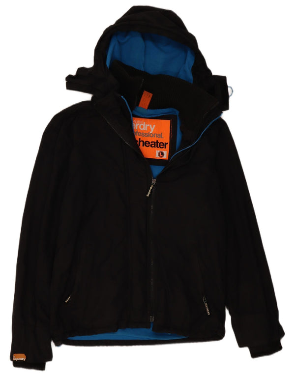 SUPERDRY Mens Windcheater Hooded Windbreaker Jacket UK 40 Large Black