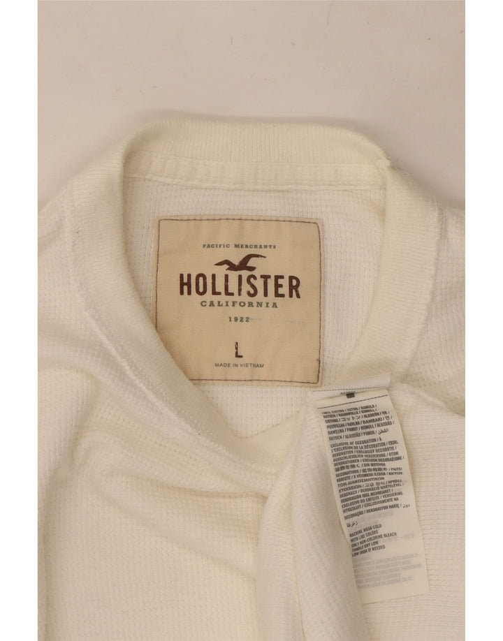 HOLLISTER Mens Top Long Sleeve Large White Cotton