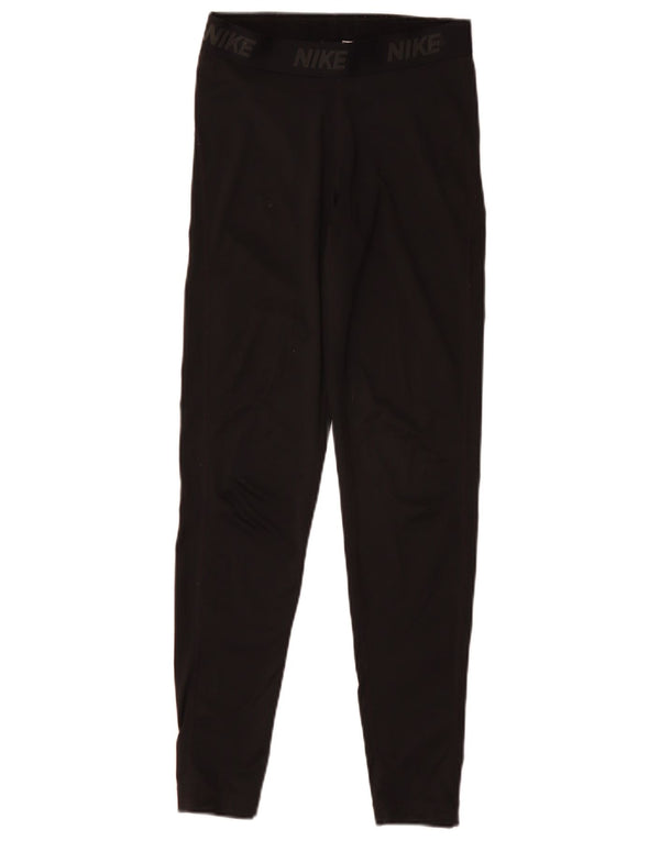 Nike Womens Dri Fit Graphic Leggings UK 10 Small Black Polyester