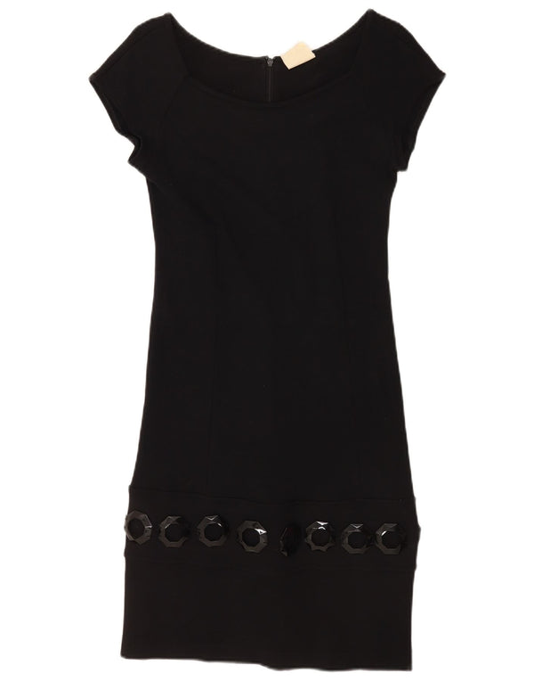 Vintage Womens Sheath Dress UK 8 Small Black Viscose