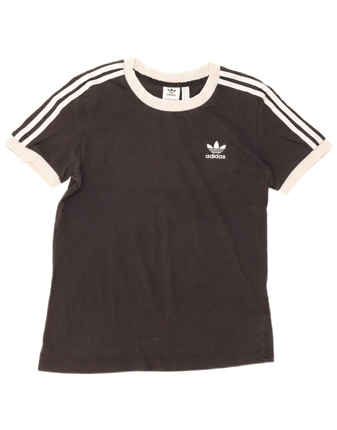 ADIDAS Womens T-Shirt Top UK 12 Medium Black Cotton