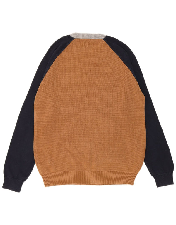 Jack Wills Mens Crew Neck Jumper Sweater Medium Brown Colourblock