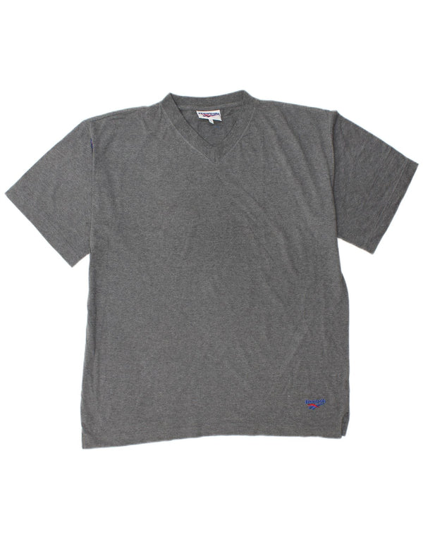 REEBOK Mens T-Shirt Top Large Grey Cotton