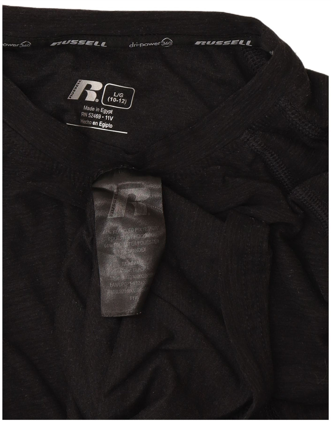 Russell Athletic Boys Dri-Power Top Long Sleeve 10-11 Years Large Black