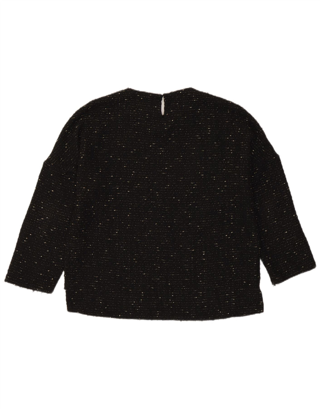 Zara Womens Oversized Top 3/4 Sleeve UK 6 XS Black Flecked Polyester