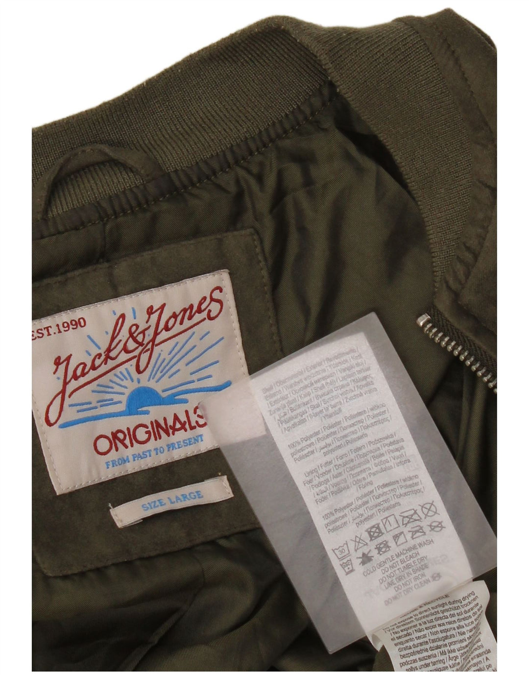 Jack & Jones Mens Bomber Jacket UK 40 Large Khaki Polyester