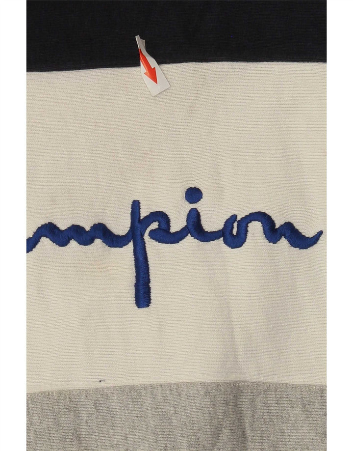 Champion Womens Graphic Sweatshirt Jumper UK 14 Medium Grey Colourblock