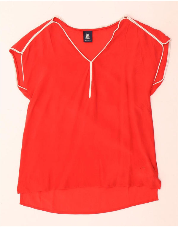 Marina Yachting Womens Oversized Blouse Top UK 6 XS Red Silk
