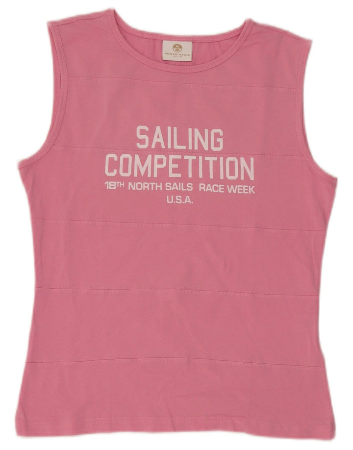 North Sails Womens Crop Graphic Vest Top UK 12 Medium Pink